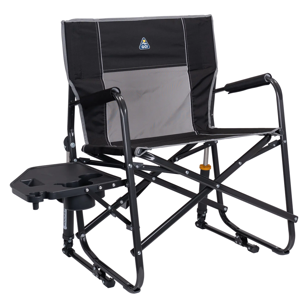 Ultra-Comfortable Freestyle Rocker XL with Side Table - Rocker Chair for Camping & Lawns - Black